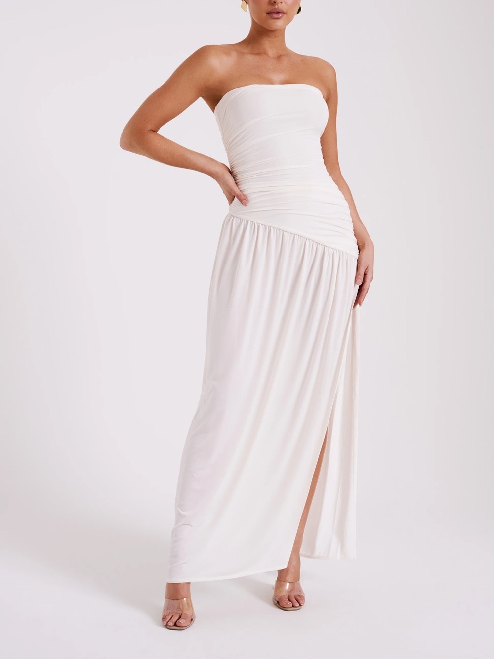 Meshki Bex Strapless Slinky Maxi Dress with Slit